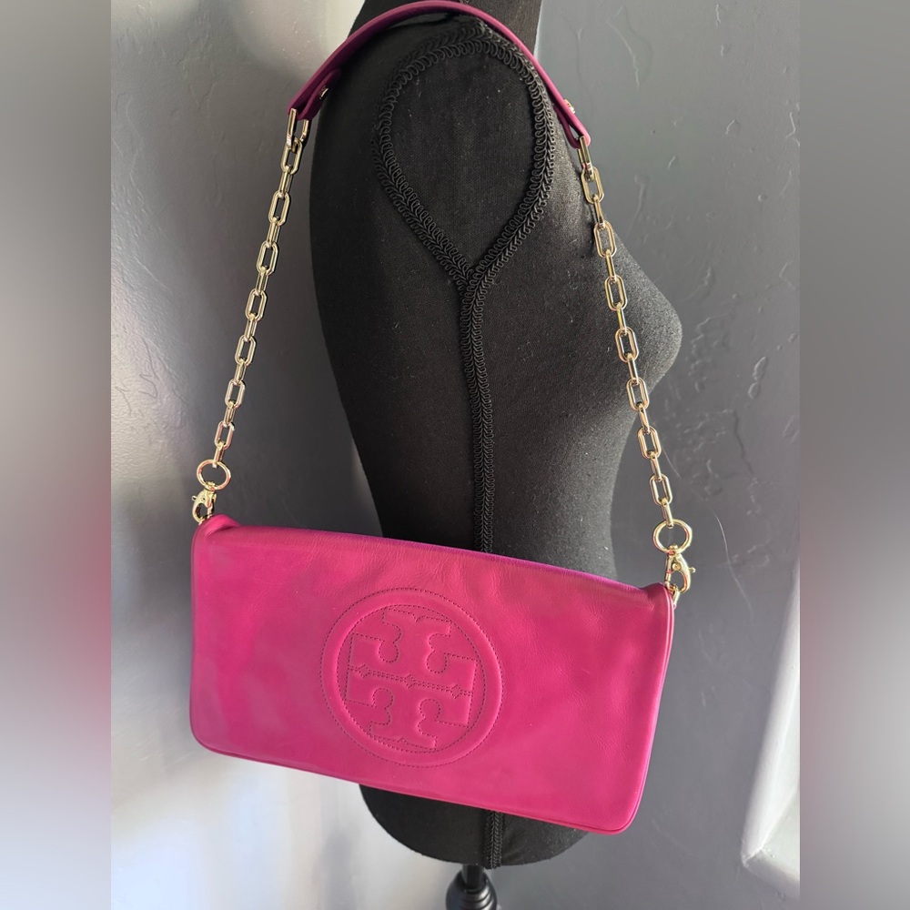 Tory Burch Fuchsia Leather Shoulder Bag